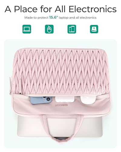 BAGSMART 15.6-16 Inch Laptop Case, Padded Laptop Bag Sleeve for MacBook Pro, Shockproof Macbook Case Laptop Cover Compatible for Dell HP Lenovo Asus Acer, Beige