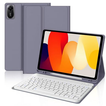 IVEOPPE Keyboard Case for Xiaomi Pad 8/8 Pro/Pad 7/7 Pro 11.2 Inch | Magnetic Detachable Bluetooth Connection,Pencil Holder,Stain-Resistant Full Protective Cover, Rechargeable, Pink - color: Lavender(Non-Backlit Keyboard)