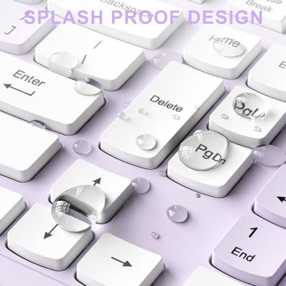 Wireless Keyboard and Mouse Combo, Full-Sized Wireless Keyboard and Adjustable DPI Mouse, 2.4GHz USB Receiver, Keyboard and Mouse for PC, Windows, Desktop, Laptop (Light Purple) - color: Light Purple