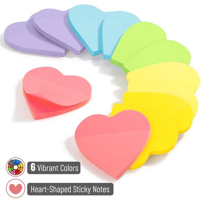 Mr. Pen- Heart Sticky Notes, 2.85"x2.85", 12 Pads, 720 Sheets, Pastel Color | Heart Shaped Sticky Notes Bulk, Cute Self-Stick Note Pads, Perfect for Office, School, Home, Study & Organization - color: Pastel
