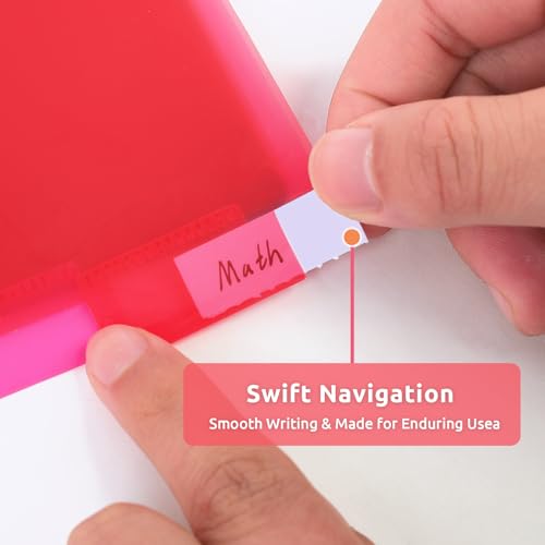 SKYDUE Binder Dividers with Tabs and Pockets,8 Tab Dividers for 3 Ring Binder, Plastic Binder Dividers with 2 Pockets & 16 Blank Labels, Red - color: Style B(red)