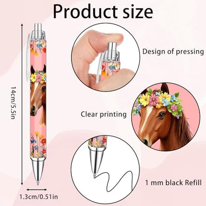 Horse Theme Ballpoint Pens Set – Aesthetic Horse Design Pens for Office, Journaling, and Stationery Lovers – Smooth Writing Pens for Daily Use, Notes, or Gifts – Stylish Animal Inspired Design, 8 Pack - style: Horse