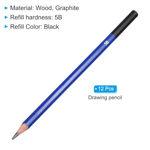 PATIKIL 5B Drawing Pencils for Sketching, 12PCS Sketch Pencils for Drawing Art Pencils Graphite Wood Pre-sharpened for Drawing Sketching Artists, 5B Pencils - size: 1 Count (Pack of 1), style: 5B