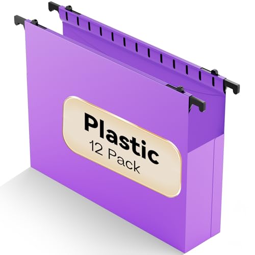 Plastic Extra Capacity Hanging File Folder Letter Size,12 Pack Reinforced Purple Hanging Folders Expandable,Heavy Duty Folders 2 Inch Expansion,Hanging File Organizer Designed for Bulky Files - color: Purple