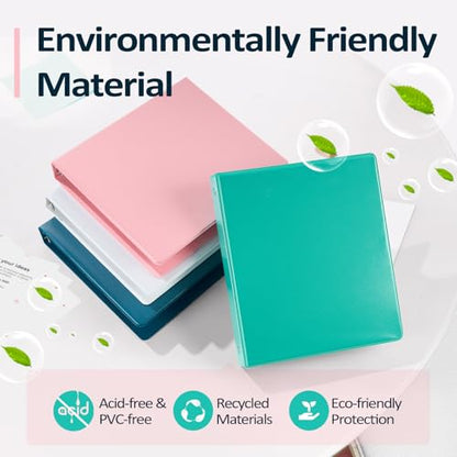 BinderX Extra Durable 3 Ring Binder, Round Ring 2 Inch Binders, Fits 450 Sheets of 8.5x11 Paper, Customizable View Cover with Inside Pockets, Cute 2" Binder, School Supplies for Girls, Aqua Blue - color: Aqua Blue, size: 2 inch