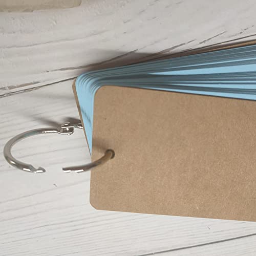 350 Pack Blank Index Cards with Binder Rings, Multi-color Flash Note Cards, Study Cards Kraft Paper Cover for Bookmark, Memo Scratch Pads, DIY Greeting Card (7 Color, 3.5 x 2.2 Inch)
