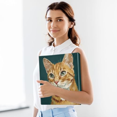 Fustylead American Shorthair Cat Impressionist Painting 3 Ring Binder, D-Rings 1.5" Hardcover Folder, Fits 200 Sheets of A4 Paper, Durable Clipboard & Clean View with Inside Pockets for School Home Of - size: 12.4x10.63x2.36 Inch-2 Pack