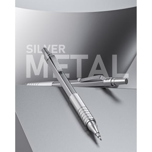 Nicpro 0.9 mm Metal Mechanical Pencil Set with Case | 3PCS MP1000 0.9mm Drafting Pencil, 480PCS HB Lead Refills, 3PCS Eraser&Refills for Artist Writing, Drawing, Sketching, Silver - color: Silver, style: 0.9 MM