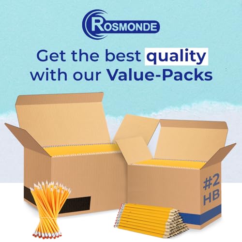 Rosmonde Pencils Bulk, 365 Pack, Pre Sharpened #2, Pencils With Top Erasers | Easy Hold Grip With Erasers On Top, Sharpened #2 HB for Effortless Writing, Ideal for Classroom and Back to School Supplies