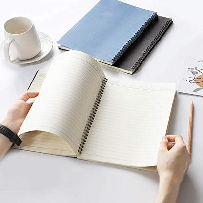 EUSOAR B5 Spiral Journal Notebook, 3 Pack 7.3"x10.2" 120 Pages Hardcover Lined Travel Writing Notebooks Journal, Students College Office Business Subject Diary Ruled Spiral Book Journal - color: Black/Royal Blue/Coffee, size: 3Packs