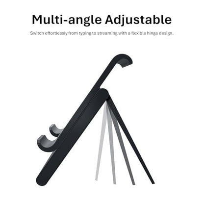 Tablet Stand, Adjustable Height, Phone Stand, Tablet and Phone Holder for Desk, Fits Tablets up to 13", Charging Slot, Foldable, Silicone Padding, Compatible with iPad/iPhone/Kindle