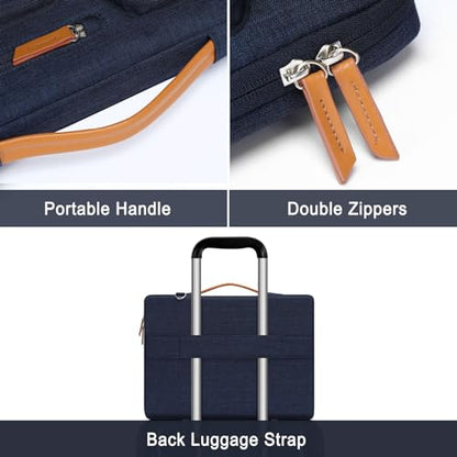 MOSISO 360 Protective Laptop Shoulder Bag,13-13.3 inch Computer Bag Compatible with MacBook Pro 14, HP, Dell, Lenovo, Asus Notebook,Side Open Messenger Bag with 4 Zipper Pockets&Handle, Navy Blue - color: Navy Blue, size: 13.3 inch