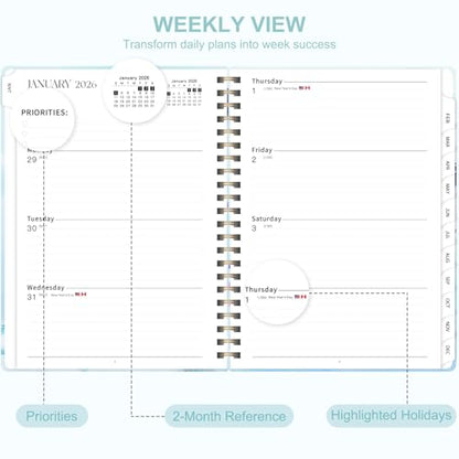 2026 Planner, Weekly and Monthly Calendar Planner Agenda, Jan 2026 - Dec 2026, Planning Academic Book, Office Desk Accessories and School Supplies - A5 (6.3'' x 8.5'') - color: G-Whale