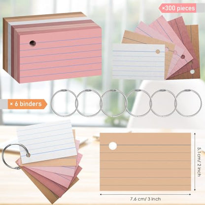 Epakh 300 Pieces Lined Index Cards 180 GSM Thick Flash Cards with Rings Notecards Punched Back to School for Studying Adults Home College Office(2 x 3 Inch,Yellow Series) - color: Yellow Series, size: 2 x 3 Inch