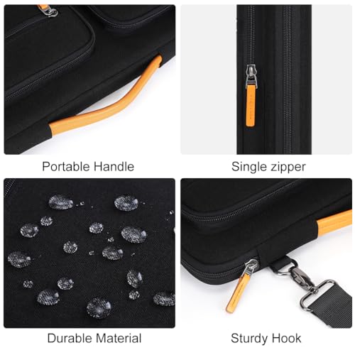 DOMISO 15.6 inch Laptop Sleeve Case,Waterproof Laptop Bag with Handle,Shockproof Protective Notebook PC Case Compatible with Acer/Lenovo/HP/Chromebook/Dell,Black - color: Black, size: 15.6 inch