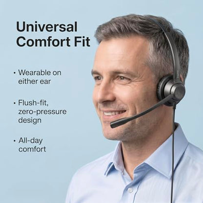 X1 ENC Noise Cancelling USB Headset, 3.5mm Single Ear Office Headset with USB C/A Adapter, Wired Mono Call Center Headset for PC Laptop Cell Phone, Business Computer Headphones for WFH Office