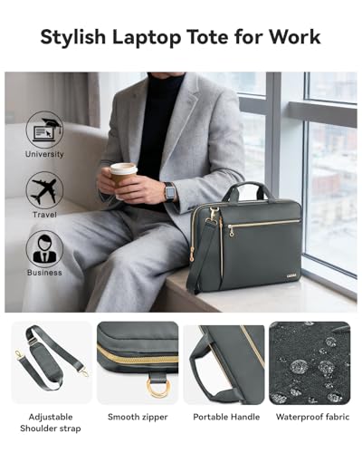 Laptop Case Bag Women Men Computer Sleeve Compatible with MacBook/Dell/HP/Acer/ASUS/LG, Waterproof Shoulder Carrying Briefcase, Grey, 17-17.3 Inch - color: Heather Grey, size: 17.3 inch
