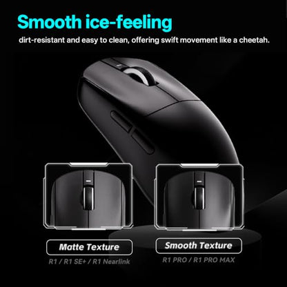 ATK VXE Dragonfly R1 SE+ Wireless Gaming Mouse, PAW3395 SE Sensor, DPI up to 18,000, 55g Lightweight, 70 Hr Battery Life, Tri-Mode 2.4G/Bluetooth/Wired - Black - color: Black, style: R1 SE+