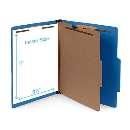 10 Dark Blue Classification Folders - 1 Divider - 2 Inch Expansions - Durable 2 Prongs Designed to Organize Standard Medical Files, Office Reports - Letter Size, Dark Blue, 10 Pack