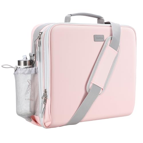 Zipper Binder, 3 Inch D-Ring 3 Ring with Water Bottle Holder,700 Sheet Capacity-Multiple Pockets,Binder with Strap for School/Office, Fit for 13" Tablet/Laptop, Pink - color: Pink