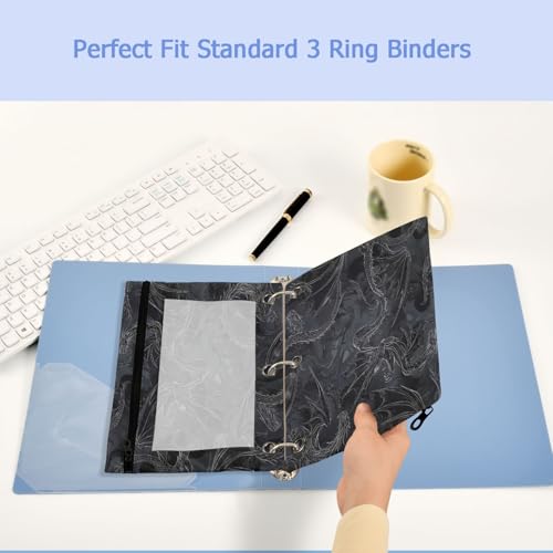 Studying 2 Pack Fashion Black Dragons Wyverns Art Pattern 3 Ring Binder Pencil Pouch Bags,Clear Window Zipper Storage Case for Boys Girls School Office Supplies Cosmetics Organizers - color: Multi-black Dragon