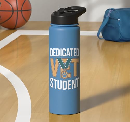 Dedicated Vet Student Veterinary School Stainless Steel Insulated Water Bottle - color: Light Blue