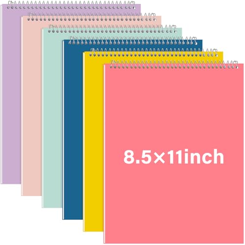 Maitys 6 Pcs Legal Pad Steno Spiral Notebook 8.5" x 11" Top Bound Spiral Pads Hard Cover College Ruled Notepad 70 Sheet Pad for School Office University Home(Cute Color,Iridescent Style) - color: Cute Color, style: Iridescent Style