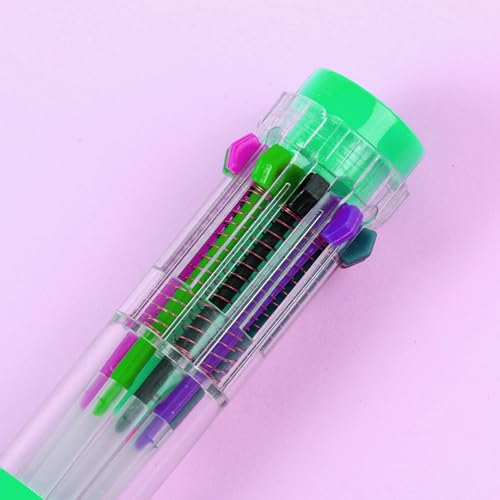 HeTaoCat 3-Pack 10-in-1 Retractable Ballpoint Pen, 0.5mm (Green) - color: Green