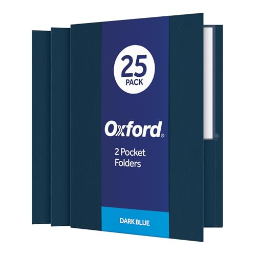 Oxford Twin-Pocket Folders, Textured Paper, Letter Size, Dark Blue, Holds 100 Sheets, Box of 25 (57538EE) - color: Dark Blue, size: 25 Count (Pack of 1)