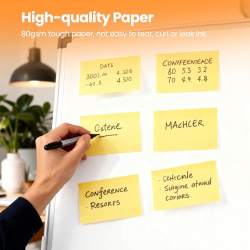 1920 Sheets 3 in x 5 in Large Sticky Notes, 76 x 127 mm 6 Pads Assorted Self-Stick Pads for Notebook,Office,School and Home,80 Sheets/Pad (24 Pads Yellow) - style: 24 Pads Yellow