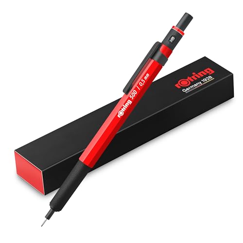 Rotring 500 Mechanical Pencil, Red and White Hexagonal Plastic Barrel and Non-Slip Textured Metal Grip, 0.5mm, HB Lead, 1 Count - color: Red & White