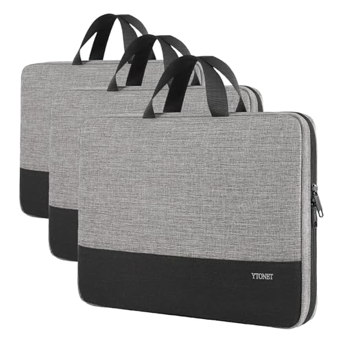 Ytonet Laptop Case, 15.6 inch TSA Laptop Sleeve Computer Bag Water Resistant Computer Case Carrying Cover Compatible for Lenovo, HP, Dell, Asus Notebook, Gifts for Men Women, Grey (Pack of 3) - color: Grey, size: 15-15.6 in (Pack of 3)