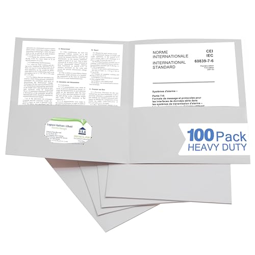 Zzrywuty 100 Packs Two Pocket File Folders with Business Card Slot,Textured Paper,Letter Size,Holds 100 Sheets for School,Office,Business,White - color: 100pcs-white
