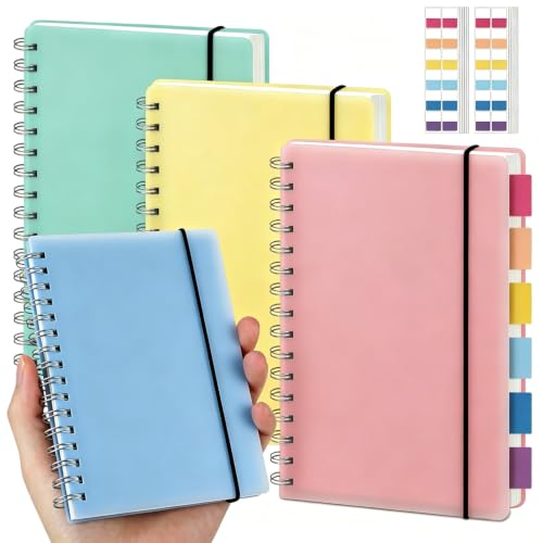Small Spiral Notebooks 3.5 x 5.5 in College Ruled, Mini Spiral Notebook | Waterproof 80 Sheets/160 Pages, Pocket Notebook with 120 Pcs Sticky Index Tabs for Home Office College School - size: 3.5 x 5.5in, style: Style 1