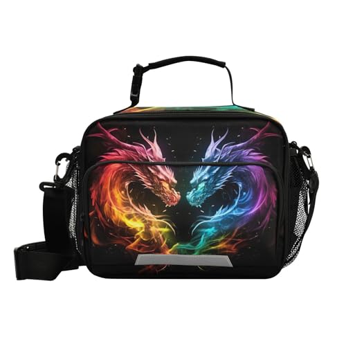 Color Flame Dragon Kids Lunch Box Insulated Lunch Bags Cooler Tote Bag with Removable Shoulder Strap for Boy Girl Student 20847458 - color: Flame Dragon