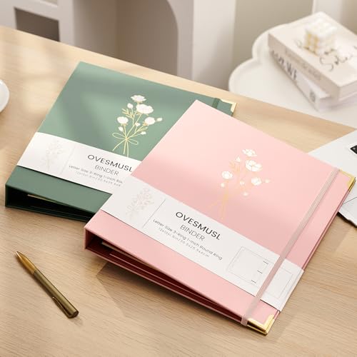 Ovesmusl Hardcover Spiral Notebooks 6.1" X 8.4" + Aesthetic 3 Ring Binder 1 Inch