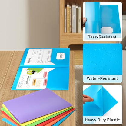 Timart Folders with Pockets-18 Pack, 2 Pocket Folders Fit Letter Size Paper, Plastic File Folders for Documents School Office Home Bussiness - color: Bright, size: 18 Pack