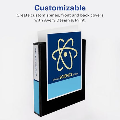 Avery Showcase Standard View 3 Ring Binder, 1.5" Slant Rings, 375-Sheet Capacity, 2.1 Inch Wide Spine, 1 White Binder, Ideal for Lightweight Organization and Occasional Referencing (19651) - size: 1.5"