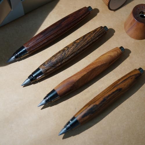 Rosewood Clutch Pencil 5.6mm Lead Holder Gift Set with Sharpener and Box of Leads, Chubby Octagonal Barrel Wooden Sketching & Drawing Pencil for Artists (Red Rosewood Octagonal Barrel) - style: Red Rosewood Octagonal Barrel