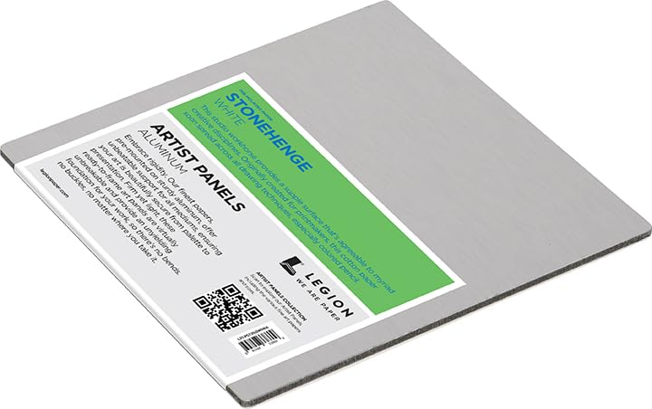 Legion Artist Panel, 1/8" Composite Brushed Aluminum with Stonehenge 100% Cotton White 250gsm Paper, 6 x 6 inches for Dry Media - size: 6 x 6
