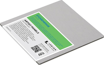 Legion Artist Panel, 1/8" Composite Brushed Aluminum with Stonehenge 100% Cotton White 250gsm Paper, 6 x 6 inches for Dry Media - size: 6 x 6