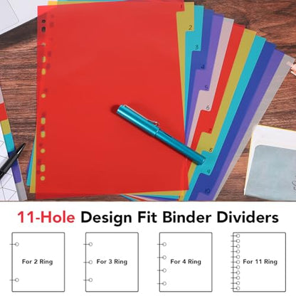 48 Tab Binder Dividers 3 Ring Plastic Binder Dividers with Tabs, Multicolor Notebook Dividers for 2/3/4/11 Ring Binders, Letter Size (8.2×11.6 Inch) - size: 4 Set/48 Pcs