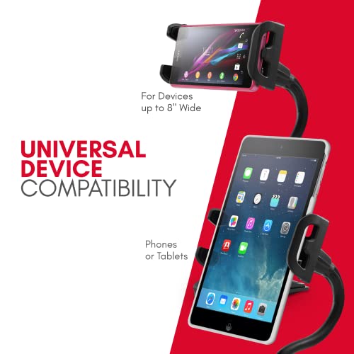 Macally Adjustable Gooseneck Tablet Holder & Phone Clip - Works with Phones & Tablets up to 8” - Flexible Phone Holder & Tablet Mount with Clip On Clamp for Desks up to 1.75” Thick (CLIPMOUNT),Black - color: Black