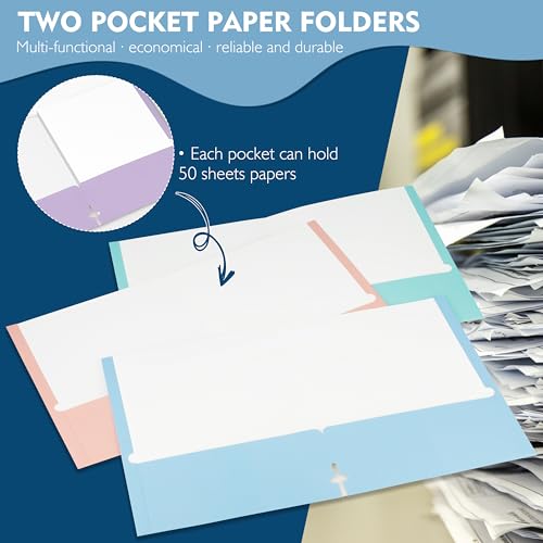 pmybupo 50 Pack Purple Folders with Pockets,Heavy Duty Paper Colored File Folders,2 Pocket Folders,Back to School Supplies - color: 2567u