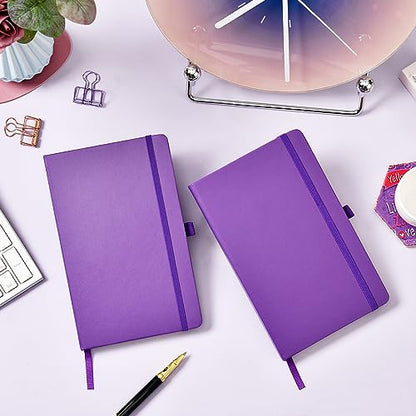Dotted Journal/Notebook - Dot Grid Hard Cover Notebook, Premium Thick Paper with Fine Inner Pocket, Black Smooth Faux Leather, Pen Loop, 5.3'' x 8.26'' - Lavender - color: Lavender, size: Dotted