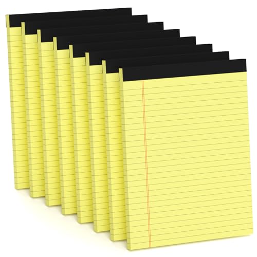 8 Pack Yellow Legal Pads 8.5 x 11 Wide Ruled Note Pads 8.5 x 11 Lined Paper Writing Pads Yellow Notepads 8.5x11 Notebook Paper for Work Legal Notepads Pads of Paper 30 Sheets per Legal Pad - size: 8.5 x 11 Inch, style: 8 Pack-Yellow