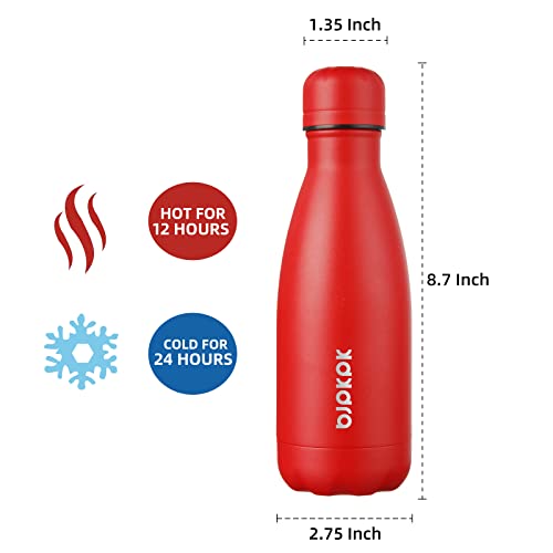 BJPKPK 12oz Insulated Stainless Steel Water Bottles Metal Water Bottle for Travel Keep Cold and Hot,Red - color: A-Red cap, size: 12 Ounces