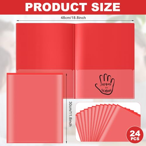 Henoyso 24 Pcs School to Home Folder with Pocket Plastic Heavy Duty Clipboard Folder with Clear Front Pocket Homework Take Home Folders for School Students Parent Teacher Communication(Red) - color: Red