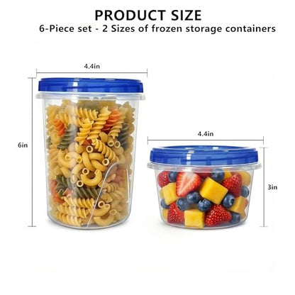 6 Pack Food Storage Containers with Lids, 34/17oz BPA Free Plastic Containers, Safe for Freezer Microwave and Dishwasher, Reusable Soup & Meal Prep Containers