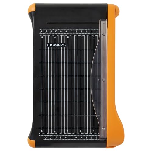 Fiskars 9" Recycled Bypass Guillotine Paper Cutter, Self-Sharpening Blade | Craft Paper, Cardstock and Photo Trimmer, Suitable for Traveling